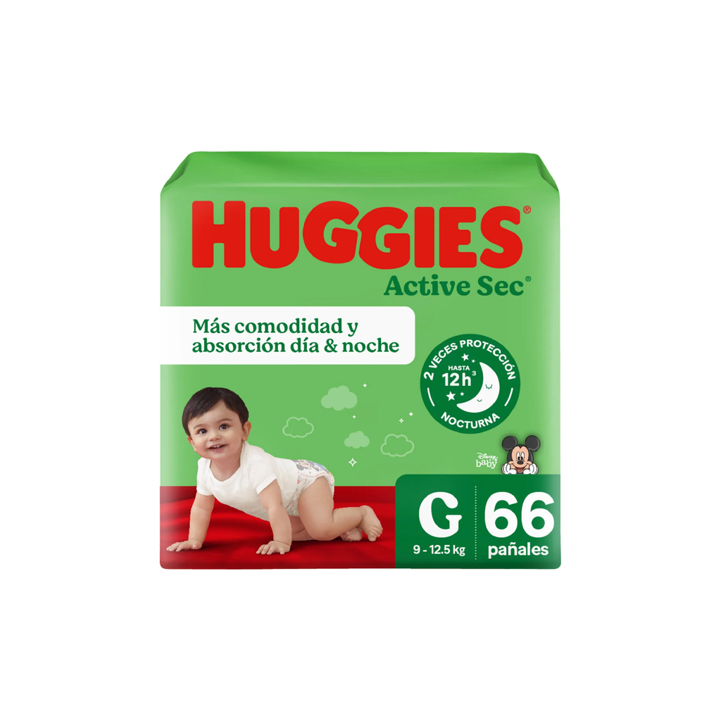 Pañal Active Sec G  HUGGIES 2x66u