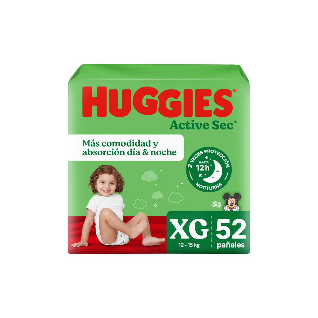 Pañal Active Sec XG  HUGGIES 2x52u