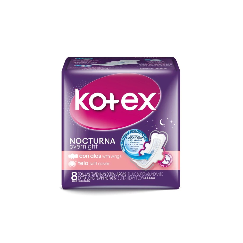 Toalla Femenina Nocturna Tela C/A ttx KOTEX 12x8un