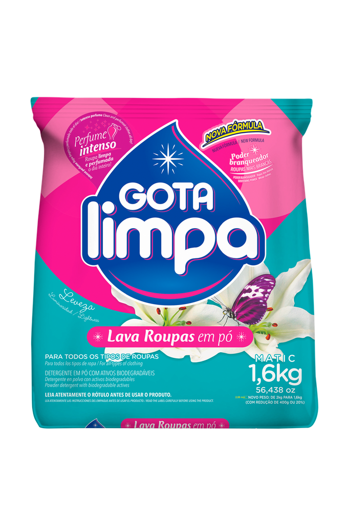 Detergente en polvo Luminosidad GOTA LIMPA 12x1,6kg
