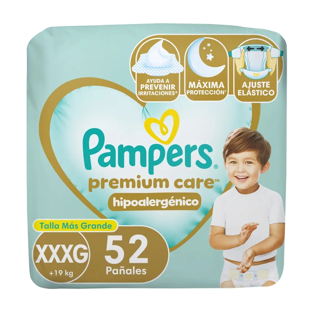 Pañal Premium Care XXXG Pampers 2x52un 