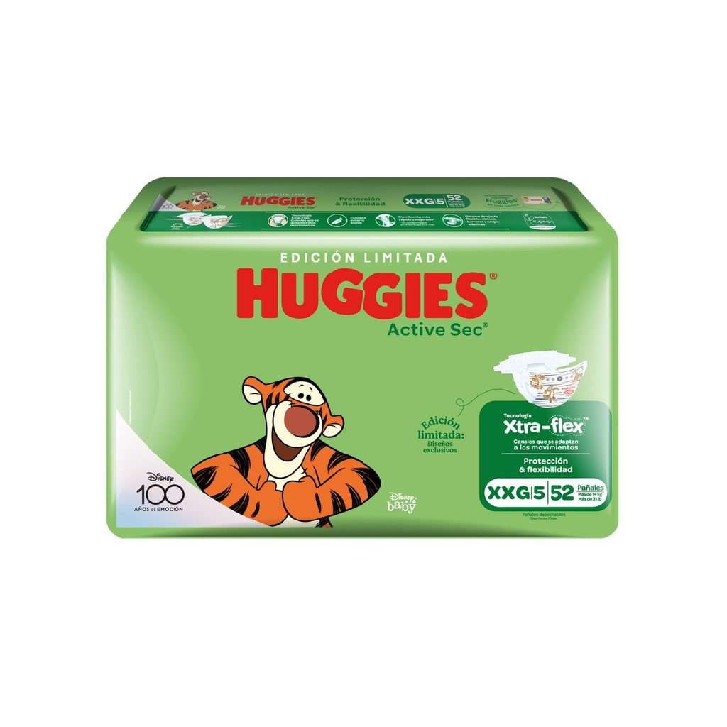 Pañal Active Sec XXG  HUGGIES 2x52u