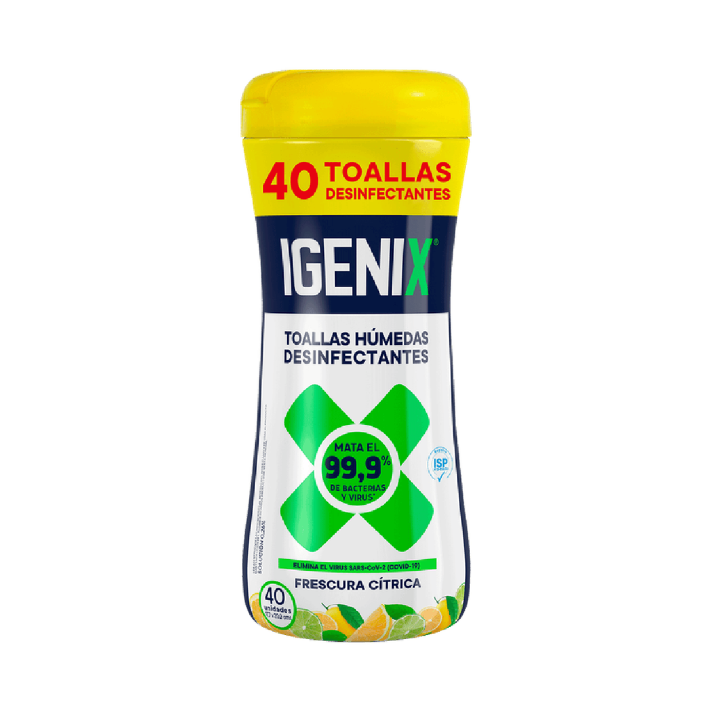 Toallas humedas Frasco Wipes Desinfección IGENIX 12x40un