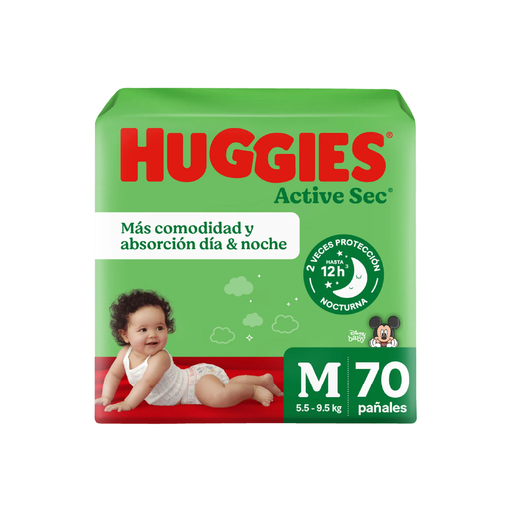 [12011] Pañal Active Sec M  HUGGIES 2x70u