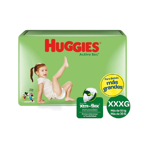 [12371] Pañal Active Sec XXXG Smurf HUGGIES 8x10un